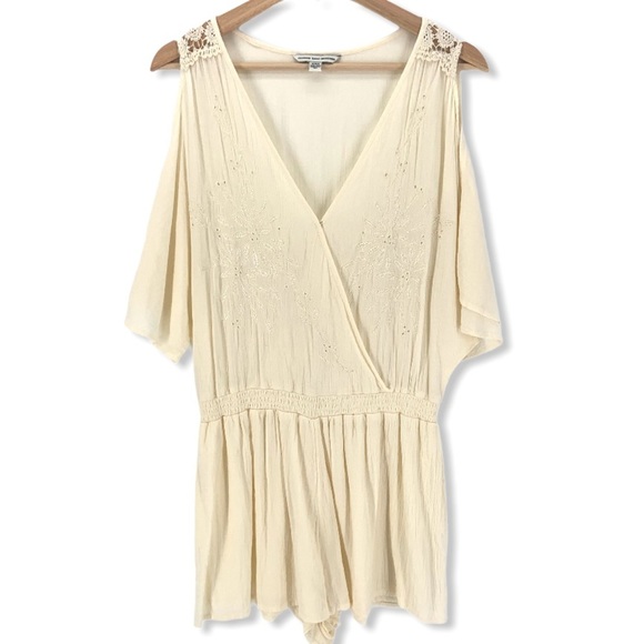 American Eagle Outfitters Pants - American Eagle Outfitters Cream Gauzy Boho Romper